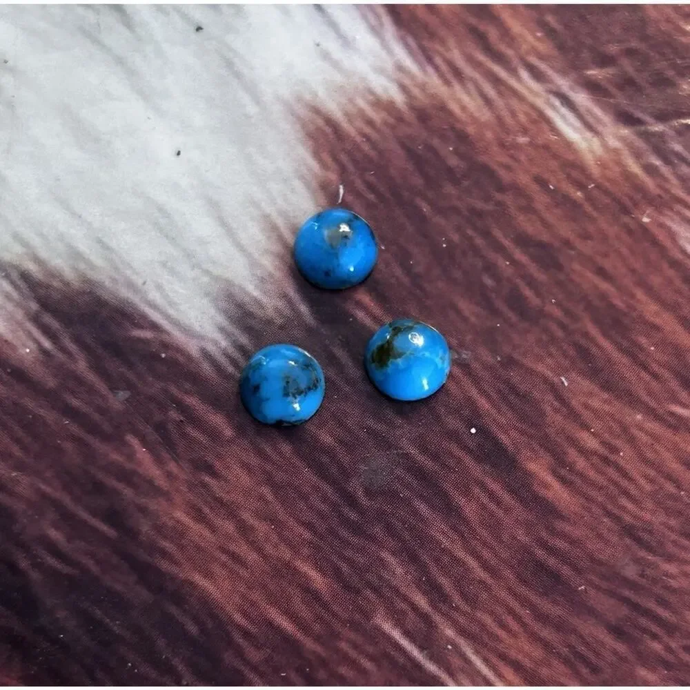 Kingman Turquoise 6mm Calibrated Cabochons - 3 Cab Lot Silversmithing Jewelry